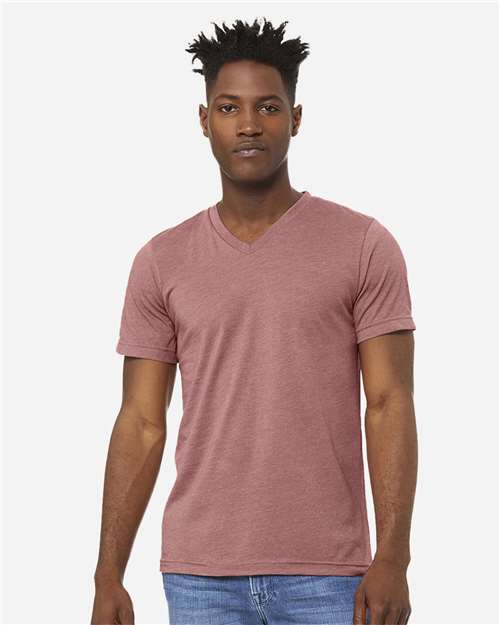 Unisex Heather CVC V-Neck Tee - Image 12