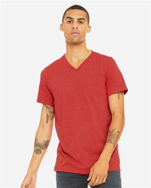 Unisex Heather CVC V-Neck Tee - Image 14