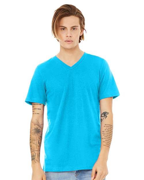 Unisex Heather CVC V-Neck Tee - Image 18