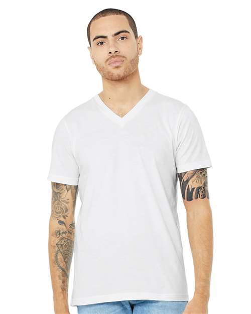 Unisex Heather CVC V-Neck Tee - Image 23