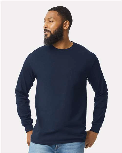 Unisex Ultra Cotton® Long Sleeve Pocket T-Shirt - Image 3