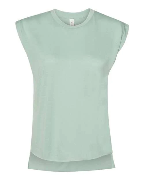 Women’s Flowy Rolled Cuffs Muscle Tee - Image 4