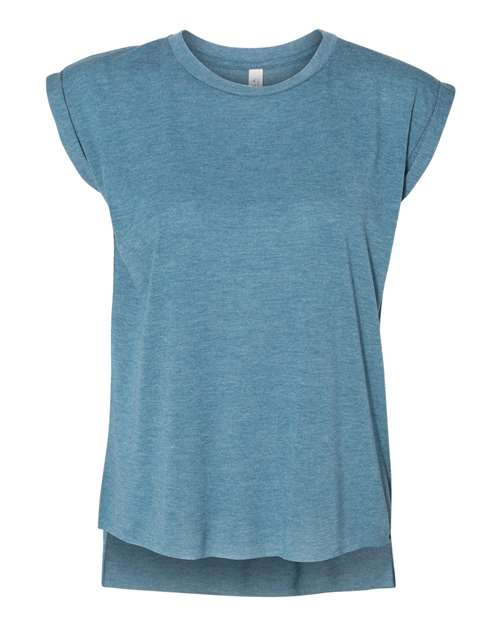 Women’s Flowy Rolled Cuffs Muscle Tee - Image 5
