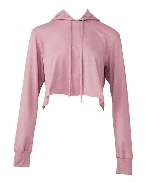 Women’s Triblend Crop Long Sleeve Hoodie Tee - Image 3